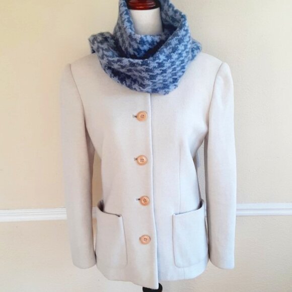 Vintage Casual Corner Wool Cashmere Oatmeal Coat 2P - Picture 5 of 7